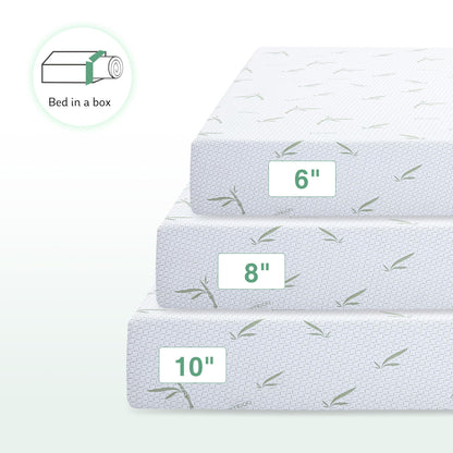 Dyonery 8 Inch Full Memory Foam Mattress, Cooling Green Tea Gel Mattress in a Box, Rayon Mattress for Breathable Sleep, Made in USA, Certipur-Us Certified, Medium Mattress, 54x75x8”