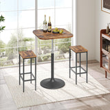 MAHANCRIS Bar Table, Height-Adjustable Pub Table 26.8-36.2 Inches, Cocktail Table with Base, Counter Height Table for Small Space, Easy to Assemble, Rustic Brown and Black BTHR5501 MAHANCRIS