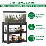RLRO 40-50 Gallon Fish Tank Stand, Metal Aquarium Stand With 3 Tier Adjustable Storage Shelves, Heavy Duty Reptile Tank Stand, 660lbs Capacity, Tank Rack Shelf Metal Stand For Home Office (Black) RLRO