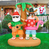 Bencailor 6.9ft Christmas in July Inflatable Outdoor Decorations Signs Summer Hawaiian Tropical Blow up Palm Tree Santa Claus on Beach Built-in LED Lights for Yard Garden Lawn Decor Party Favor Bencailor