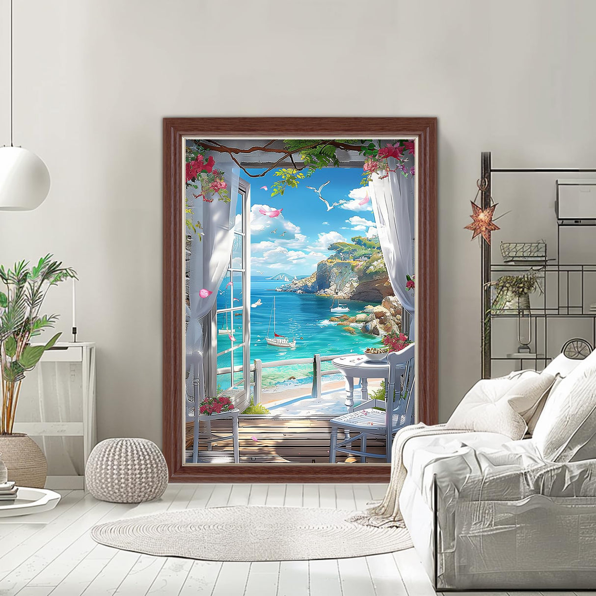 Lxmsja Sea View Diamond Art Kits for Adults, Landscape DIY Full Drill Diamond Painting Kits for Beginners, 5D Gem Art Crafts for Adults, Home Wall Decor 12x16 inch Lxmsja