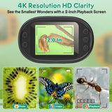 1000X Handheld Microscope for Kids 4K 2.0" Screen Rechargeable Mini Pocket Digital Microscopes w/Slides Kit Portable Edu Gift Age 4-6 8-12 Children Students (Green) BEBANG