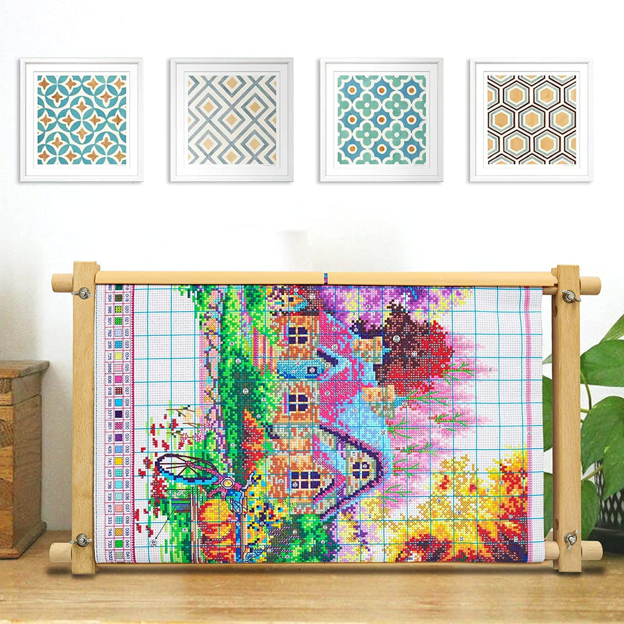 Beech Wood Tapestry Scroll Embroidery Frames, Needlepoint Cross Stitch Holder, Quilting Frames, Needlepoint Holder, Stitching Frame for Sewing, Cross Stitch, Embroidery Projects ziqianhard