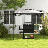 Tangkula 10.5x5 FT Grill Gazebo with Side Awning, 2-Tier Barbecue Gazebo with 2 Shelves, 12 Hanging Hooks, Bottle Opener, Outdoor Grill Canopy for Backyard Garden Poolside (Grey) Tangkula