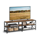 VASAGLE TV Stand, TV Console for TVs Up to 75 Inches, TV Table, 70.1 Inches Width, TV Cabinet with Storage Shelves, Steel Frame, for Living Room, Bedroom, Rustic Brown and Black ULTV096B01V1 VASAGLE