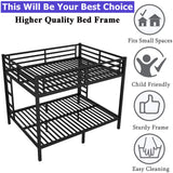FUSVZ Stronger & Safer Steel Bunk Bed Queen Over Queen Size, Heavy-Duty Metal Bunk Queen Bed with Reinforced Legs and 2 Ladders for Kids Boys Girls Teens Adults, Easy to Assemble, Space-Saving FUSVZ