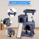 BestPet 36 inches Cat Tree for Indoor Cats Cat Tower with Scratching Posts Multi-Level Cat Furniture Condo with Ramp, Perch Spacious Cat Cave & Funny Toys for Kittens House,Dark Grey BestPet