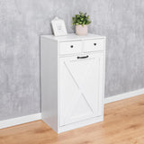 Zedesey 13 Gallon Tilt Out Trash Cabinet with 2 Drawers Wood Hidden Kitchen Recycling Cabinet Free Standing Pet Proof Trash Can Laundry Cabinet for Kitchen (White) Zedesey