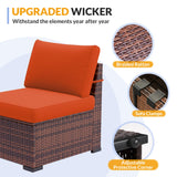Poteban Patio Furniture Set, 7 Pieces Outdoor Modular Conversation Set Wicker Sectional Sofa for All Weather Rattan Patio Couch for Porch Garden Backyard Balcony Poolside (Orange) Poteban