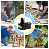 Jialitt 6.0Ah 18V P108 Battery Li-ion Replacement Compatible with Ryobi 18V Battery Ryobi ONE+ P108 P102 P103 P104 P105 P107 P109 P122 Cordless Power Tools Battery with LED Indicator Jialitt