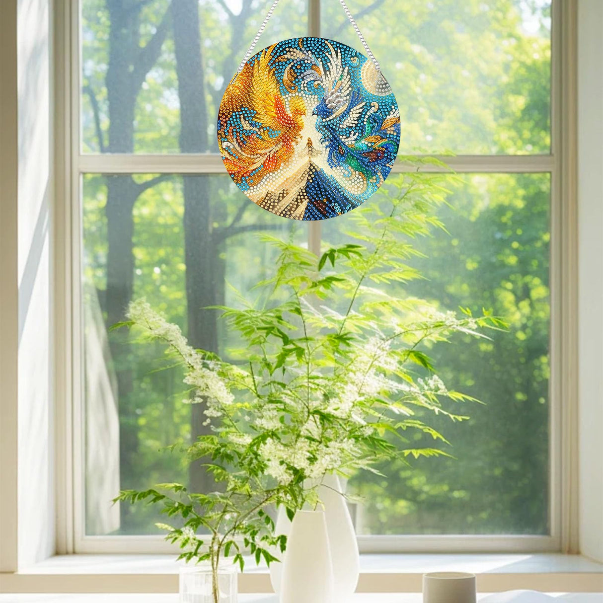 AIBOERL Phoenix Diamond Painting Pendant Kits,5D Diamond Art Diamond Painting Hanging Kits,7.17"X7.17"DIY Diamonds Painting Suncatcher Pendant Kit for Adults for Gift Wall Home Decor AIBOERL