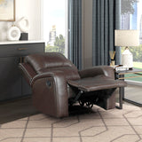 Lexicon Manual Reclining Chair, Top Grain Leather Match Wall Hugger Recliner Chair, Tab Pull Reclining, High Density Foam Over Pocket Coils, for Living Room/Reading Nook/Bedroom, Brown Lexicon