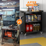 SUXXAN Metal Garage Storage Cabinet on Wheels, Black Steel Rolling Tool Cabinet with 2 Doors Pegboard a Handle Hooks Adjustable Shelves for Home Office Garage, Assembly Required SUXXAN