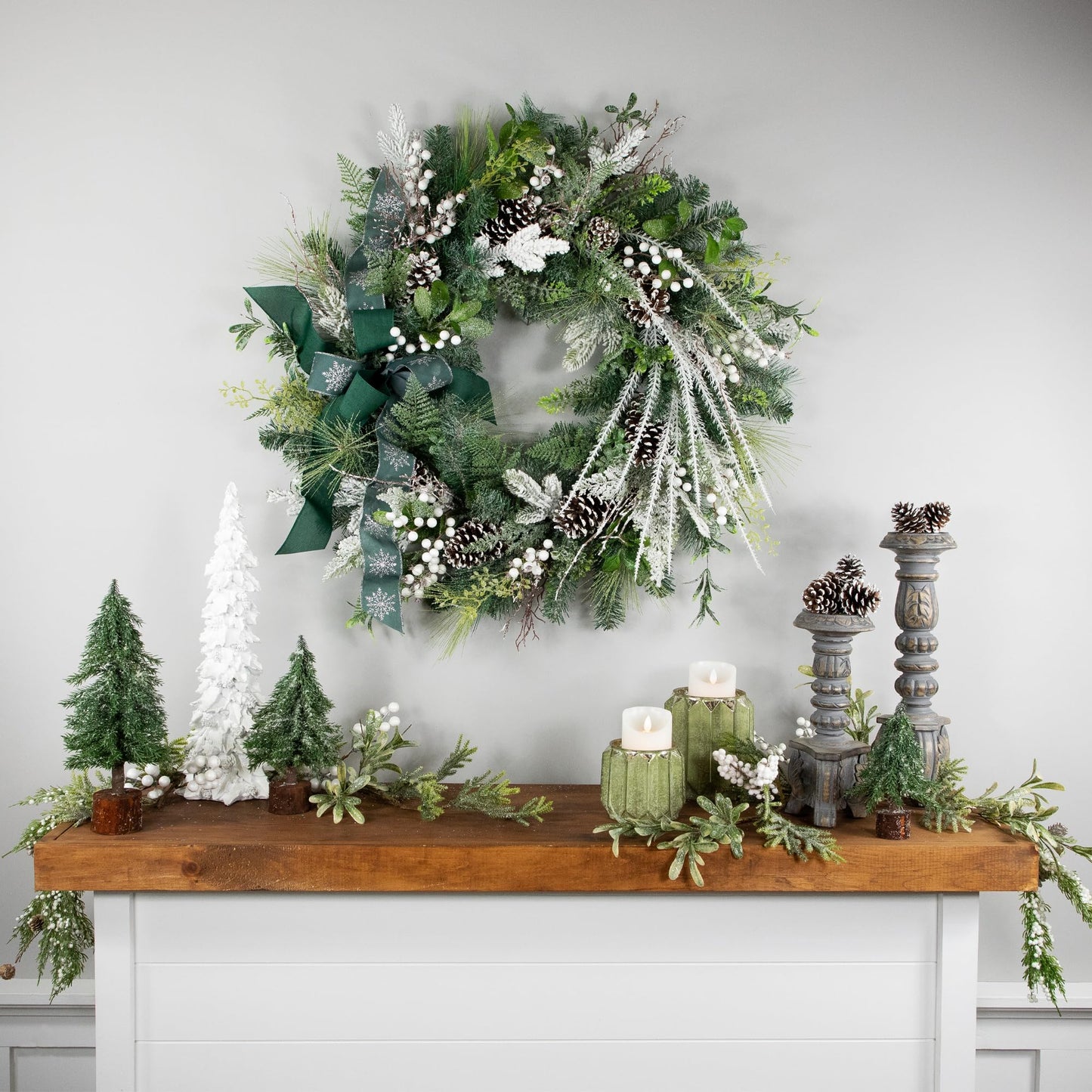 Northlight Real Touch™ Frosted Pinecones and Berries Christmas Wreath - 36" - Unlit