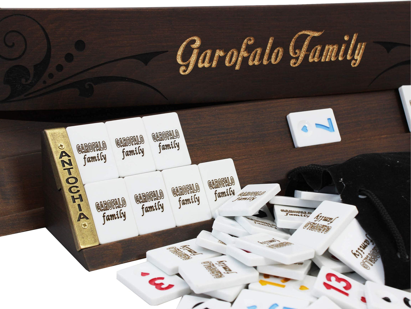 Antochia Crafts Personalized Wooden Rummy Game Set - Oval Shape Custom Racks and Tiles with Case - WoodArtSupply