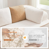 Zylena 106" 3-Seat Teddy Fabric No Assembly 32D High Density Sponge Boneless Sofa, Fluffy Comfy Couch with L-Shaped Chaise, for Living Room, White Zylena