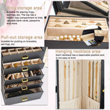 AKOZLIN Huge Jewelry Box Organizer Functional Lockable, Large Leather Jewelry Storage Case for Women Girls Ring Necklace Earring Bracelet Holder Organizer with Mirror AKOZLIN