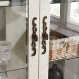 CKEASEAN Curio Cabinet 47" H Vintage Glass Display Cabinet with 3-Tier Adjustable Glass Shelves, Acrylic Mirrored Back Pane, Light Blub Included, China Cabinet for Living Room (White) CKEASEAN