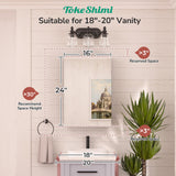 TokeShimi 16x24 Bathroom Medicine Cabinet with Mirror Tempered, Aluminum Silver Mirrored Medicine Cabinet Recessed or Surface Mount with Adjustable Storage Metal for Modern Farmhouse TokeShimi