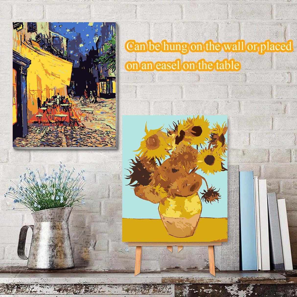 4 Pack Paint by Numbers Kit for Adults Beginner with Frame,Paint by Number with Wooden Easel DIY Van Gogh Starry Night Adult Paint by Number Kits for Home Decor 7.8x11.8inch VIGEGU