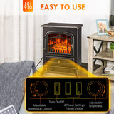HOMCOM 22" Electric Fireplace Heater, Freestanding Fire Place Stove with Realistic LED Flames and Logs, and Overheating Protection, 750W/1500W, Black HOMCOM