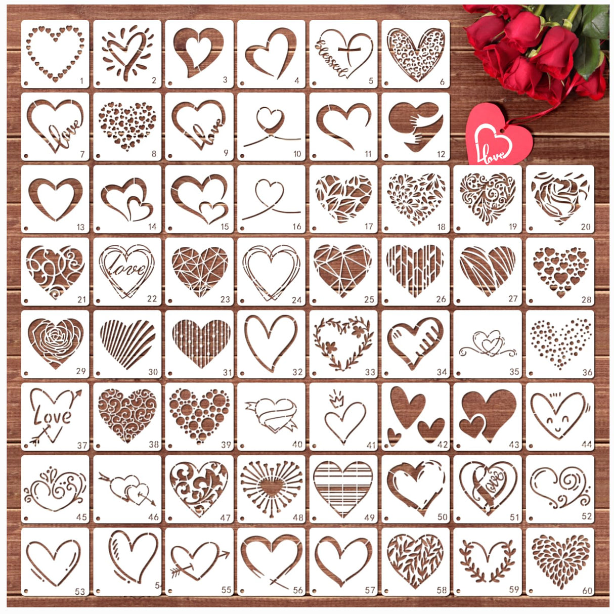 Small Heart Stencils for Painting on Wood Stone Reusable Love Stencils for Adults on Wood Fabric Rock Card Art Paint Wall Furniture Home Decor yhslmh