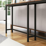 HOMERECOMMEND 70.8 Inch Console Table with USB Ports, Sofa Table with Charging Station, Narrow Entryway Table, Skinny Hallway Table,Rustic Brown HOMERECOMMEND