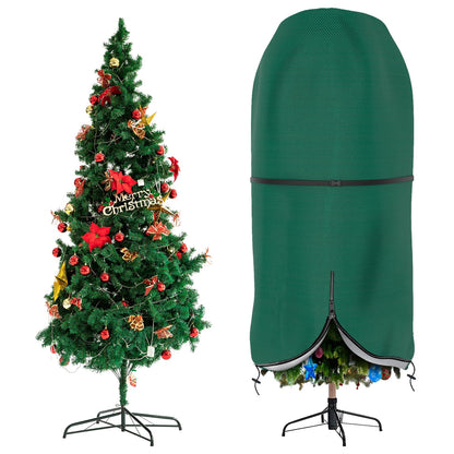 Christmas Tree Cover with Adjustable Straps, Upright Xmas Tree Storage Bag with Zipper & Drawstring for up to 9 Foot Artificial Tree Standing with Ornaments, Waterproof, Dustproof