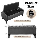 DRM‘SCUUM 50" W Storage Ottoman Bench with Safety Hinge, Load up to 660 lb Ottoman with Storage, Upholstered Tufted Entryway Bench with Seating for Living Room, Bedroom, Entryway, Dark Gray DRM‘SCUUM