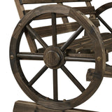 Yaheetech 41in Antique Chariot Wheel Outdoor Bench for 2 - Dark Brown Wooden Garden Furniture Yaheetech