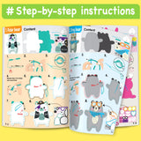 EZCRA Easy Arts and Crafts for Kids - No Mess Sewing Kit for Kids - 4 Easy to Do Bear Sewing Projects - Fun Felt Stickers - Tools with Instruction - Gifts for Boys and Girls Age 4,5,6,7,8 EZCRA