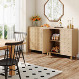 Tribesigns Buffet Sideboard Set of 2, 57-Inch Large Buffet Cabinet with Storage and 4 Doors, Modern Credenzas Coffee Console Accent Cabinet for Entryway, Kitchen, Living Room, Natural Tribesigns