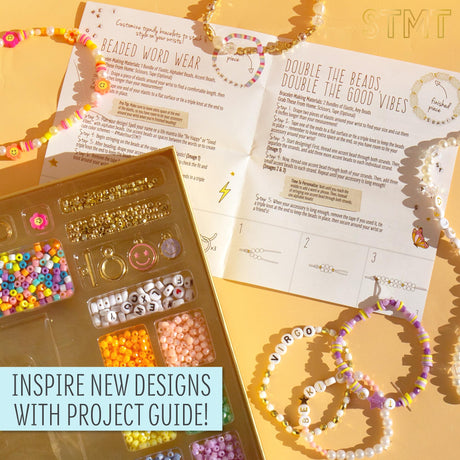 STMT DIY Beaded Jewelry Kit - Makes 15 Premium Pieces, Includes Bracelet Making Supplies, Letter Beads, Enameled Charms, Great Teen Girl Gifts STMT