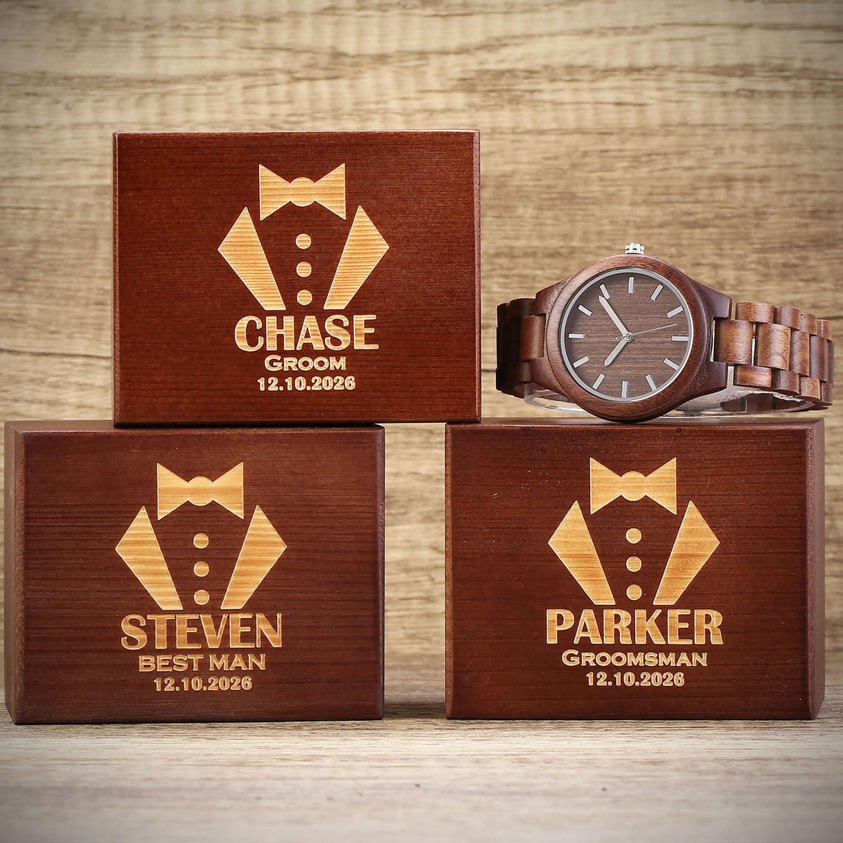 Personalized Walnut Wood Wooden Watch, Groomsmen Gift, Gift for Father, Mens Watch, Watch for Hushand WoodArtSupply