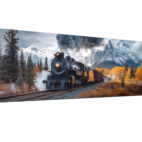 SKRYUIE 5D Large Diamond Painting Kits Train - DIY Diamond Art Kits for Adults Scenery, Full Round Drill - Crystal Embroidery Cross Stitch - Craft for Wall & Office Decor - 12x30 inch / 30x80 cm SKRYUIE