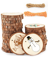 Unfinished Natural Wood Slices Small Wood Rounds with Bark 2.4-2.8” Wood Ornaments Round Wooden Slices for Crafts Small Blank Wood Circles with Holes Wooden Chips Round Wood Chips Wood Cookie 27PCS dukclyn