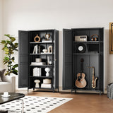 Fesbos Metal Storage Cabinet-61” Tall Steel File Cabinets with Doors and 4 Adjustable Shelves-Black Steel Storage Cabinet for Home,Kitchen, School, Office, Garage Fesbos