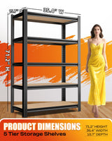 AOAORGG 5-Tier Garage Shelving Heavy Duty Storage Shelves, Adjustable Metal Shelving Unit, Utility Garage Organizer Shelf for Basement, Pantry, Kitchen, Warehouse,supermarket, 15.7"D x 35.4"W x 71.2"H AOAORGG
