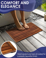 Upolana Teak Shower Mat, 32 x 18 inch Wood Bath Mat for Inside Shower, Premium Wooden Shower Floor Mat, Teak Wood Bath Mat for Bathroom Spa & Outdoor Use Upolana