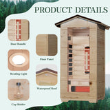 BNEHS Outdoor Infrared Sauna,1 Person Home Sauna with Rapid Warm-Up Heating Tubes & Panels,Wooden Sauna Spa Room with Chromotherapy Lamp,110V BNEHS