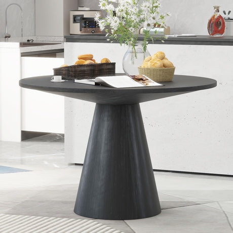 Merax Round Dining Table, Retro Style Wooden Round Dining Table, Kitchen Table for Kitchen Room, Living Room (Black) Merax