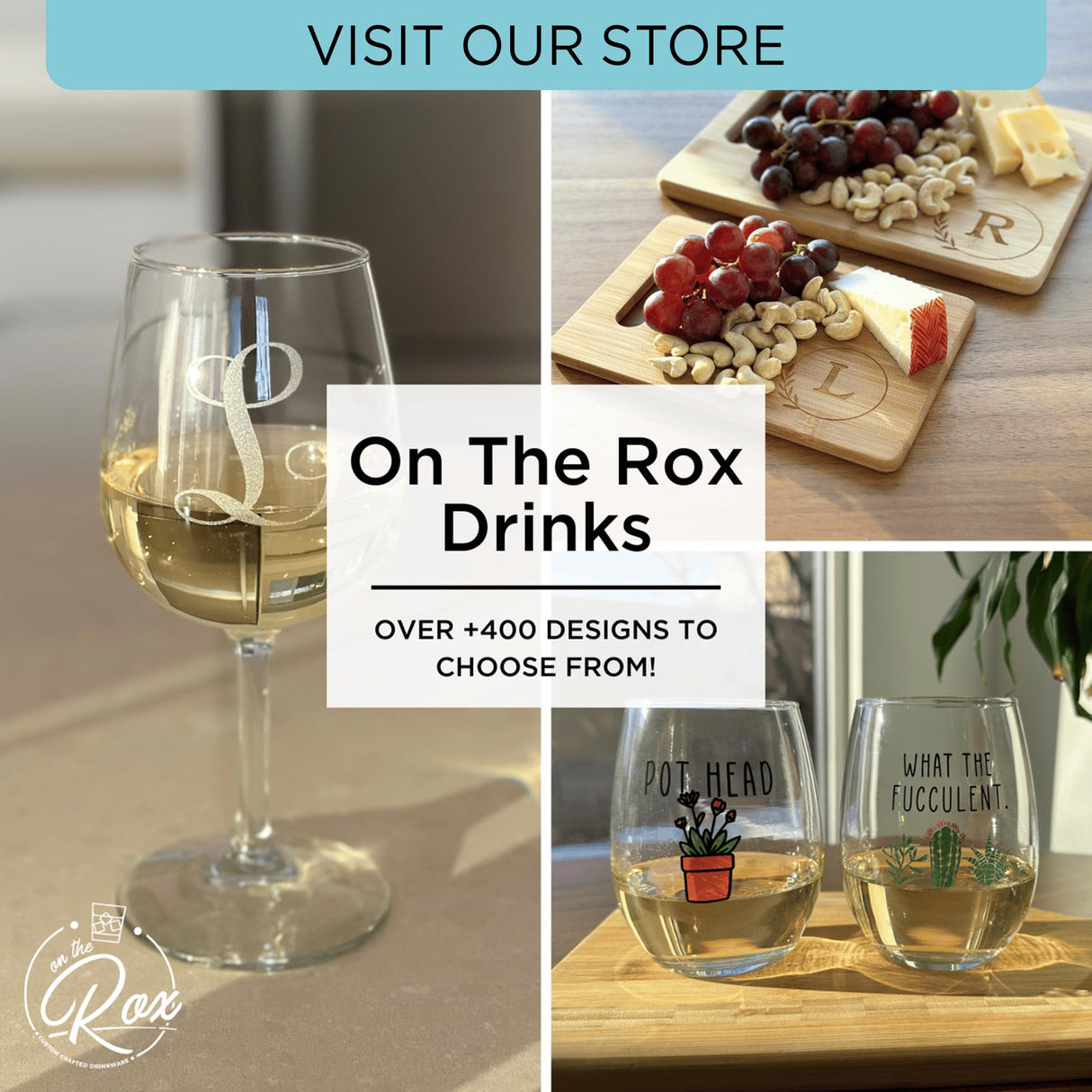 On The Rox Monogrammed Cutting Boards - 9” x 12” A to Z Personalized Engraved Bamboo Board (M) - Large Customized Wood Cutting Board with Initials - Wooden Custom Charcuterie Board Kitchen Gifts On The Rox