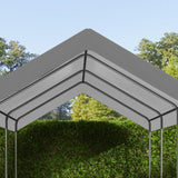 Outsunny 19.7' x 9.7' Carport Replacement Top Canopy Cover for Model 84C-207WT or 84C-386V00WT, Waterproof and UV Protected Garage Car Port Cover with Ball Bungee Cords, Dark Gray (Only Cover) Outsunny