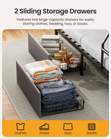 Mixcous Bunk Beds Twin Over Full Size, Heavy Duty Bunk Beds with 2 Storage Drawers, Safety Guardrails & Padded Ladder, Twin Over Full Bunk Bed, No Box Spring Needed, Black Mixcous