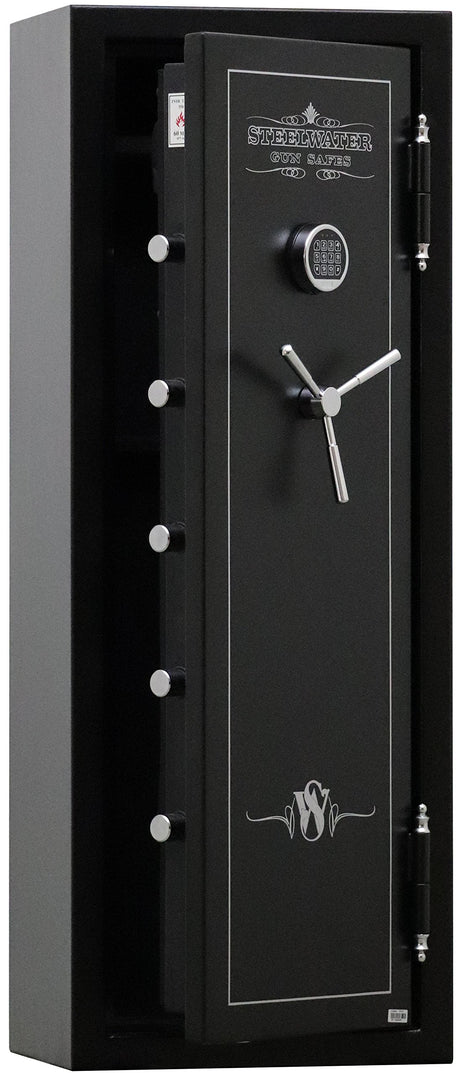 STEELWATER GUN SAFES NEW and IMPROVED Steelwater Heavy Duty 16 Long Gun Fire Protection for 60 Minutes AMSW592216-BLK Steelwater Gun Safes