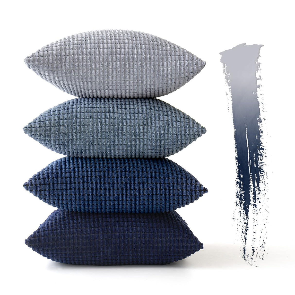 MIULEE Blue Decorative Pillow Covers 18x18 Inch Set of 4 Boho Western Farmhouse Home Decor Couch Throw Pillows Summer Coastal Corduroy Pillowcases Industrial for Sofa Living Room Bed MIULEE