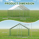 Large Metal Chicken Coop Heavy Duty Chicken Pens Outdoor with Top Walk in Poultry Cage Chicken Run Dog Kennel with Water Resident and Anti-UV Cover for Yard with Cover Duck Rabbit Cage wonline