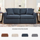 Signature Design by Ashley Modmax Contemporary Modular Stain Resistant 2-Piece Loveseat with Removable Covers and 2 Accent Pillows, Blue Signature Design by Ashley