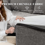 MELLCOM 137.4" Cloud Couch Sectional 5-Seat L Shaped Modular Sofa w/Chaise & Ottoman, Comfy Memory Foam Modular Couch in Washable Chenille Fabric, Sectional Sofa for Living Room, Grey MELLCOM