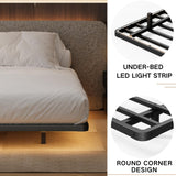 LAKKURI Floating Bed Frame King with Led Lights, King Size Floating Bed Frame,Type-C and Charging Station, No Box Spring Needed, Noise-Free, Easy Assembly LAKKURI